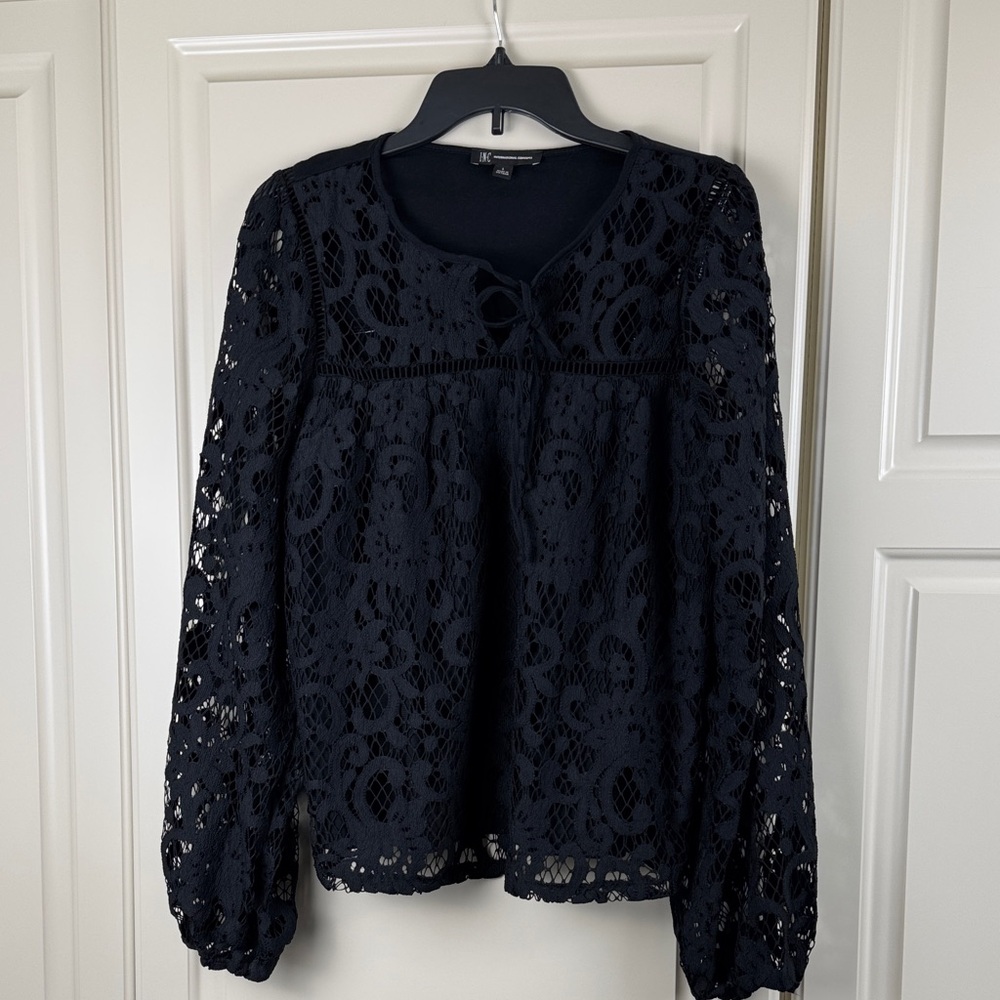 INC International Concepts Black Lace Blouse
